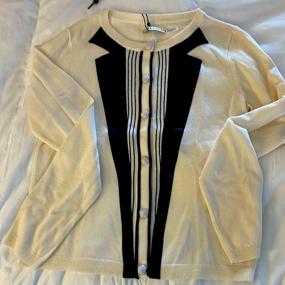 Alice and Olivia tuxedo sweater medium